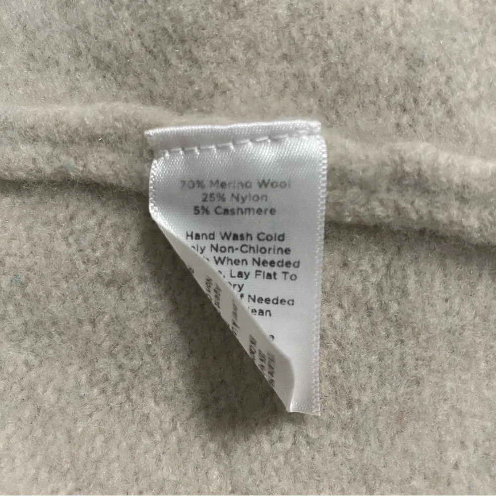 Talbots Beige Merino Wool Cashmere Blend Open Front Cardigan Sweater